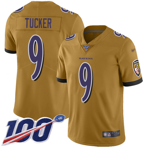 Baltimore Ravens Limited Gold Men Justin Tucker Jersey NFL Football #9 100th Season Inverted Legend